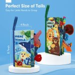 hahaland Baby Books 0-6 Months 2PCS Baby Toys 6 to 12 Infant Touch Feel First Cloth Crinkle Soft Books 0-3-6-12-18 Months Baby Boy Girl Shower Gifts Set for Newborn Baby Sensory Learning Stroller Toys - Image 7
